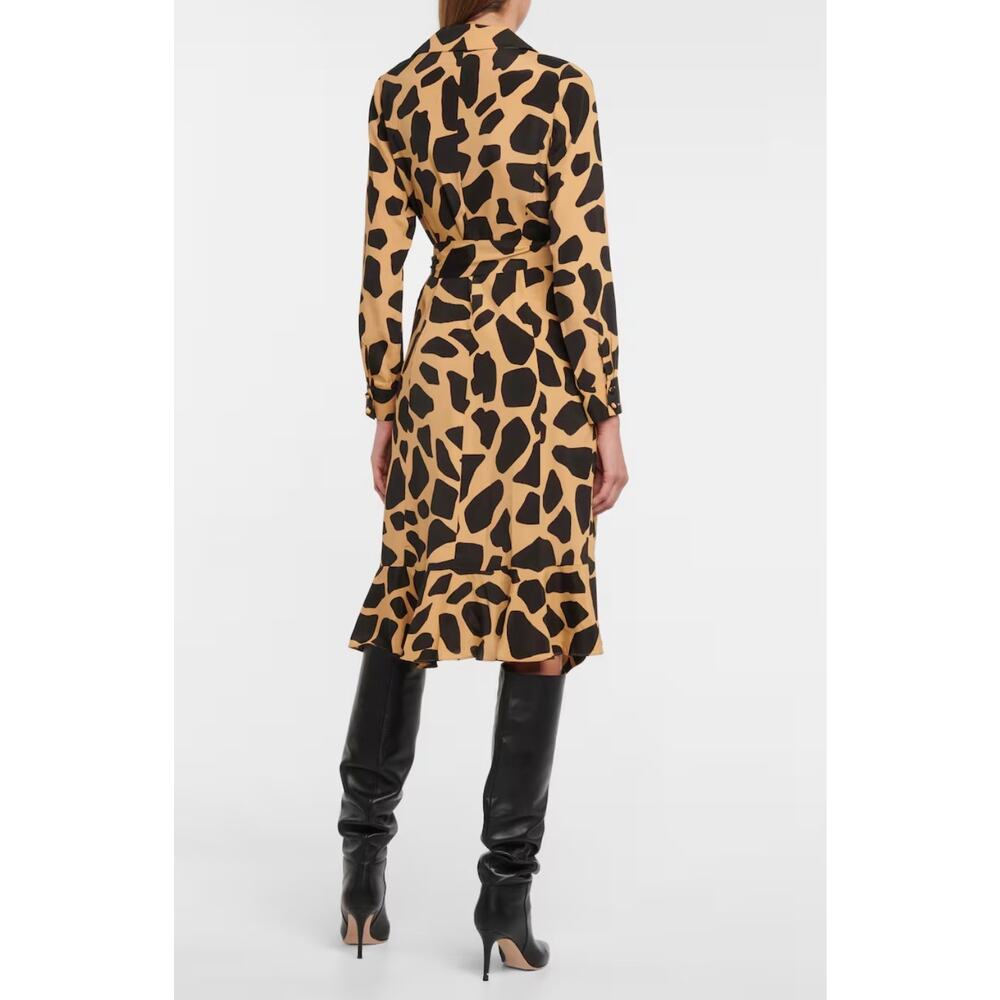 DIANE VON FURSTENBERG Eden silk blend Giraffe Wrap Midi Dress size 8 (Rare Find) - Picture 2 of 7